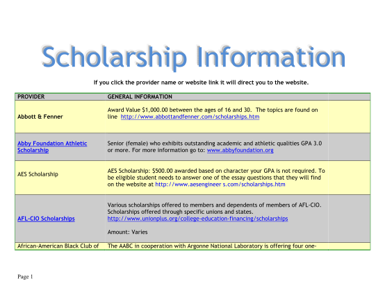 Scholarship Information 